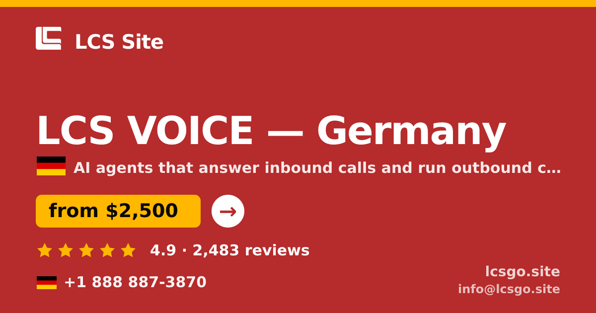 LCS VOICE in Germany — from $2,500/mo, rated 4.9/5 by 2483 clients. LCS Site.