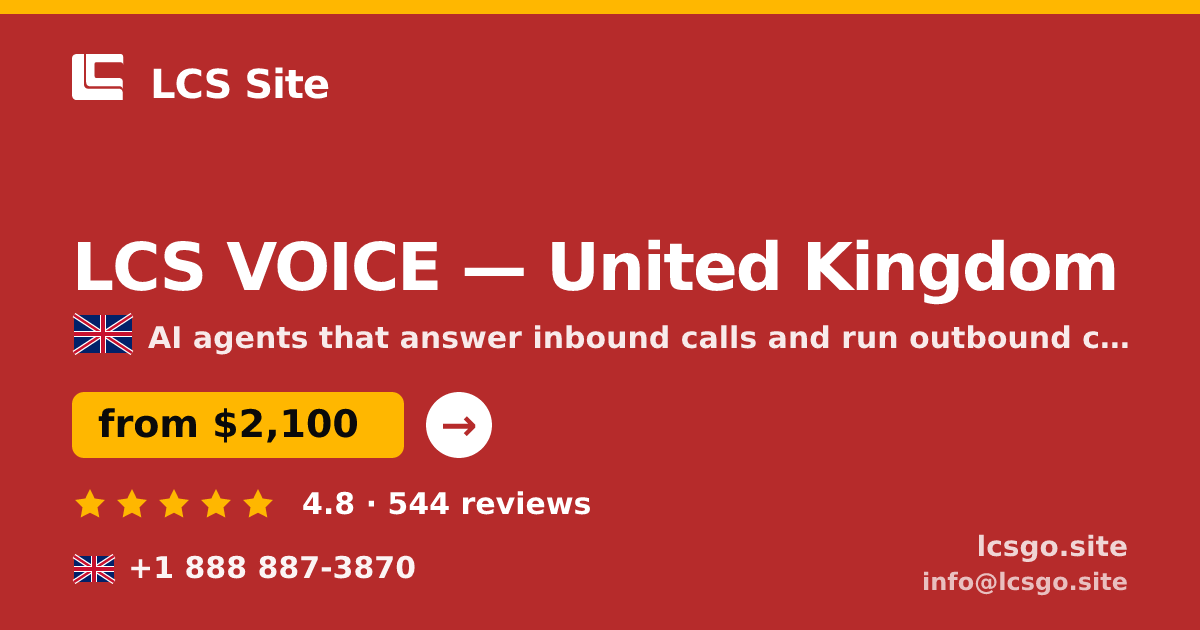 LCS VOICE in United Kingdom — from $2,100/mo, rated 4.8/5 by 544 clients. LCS Site.