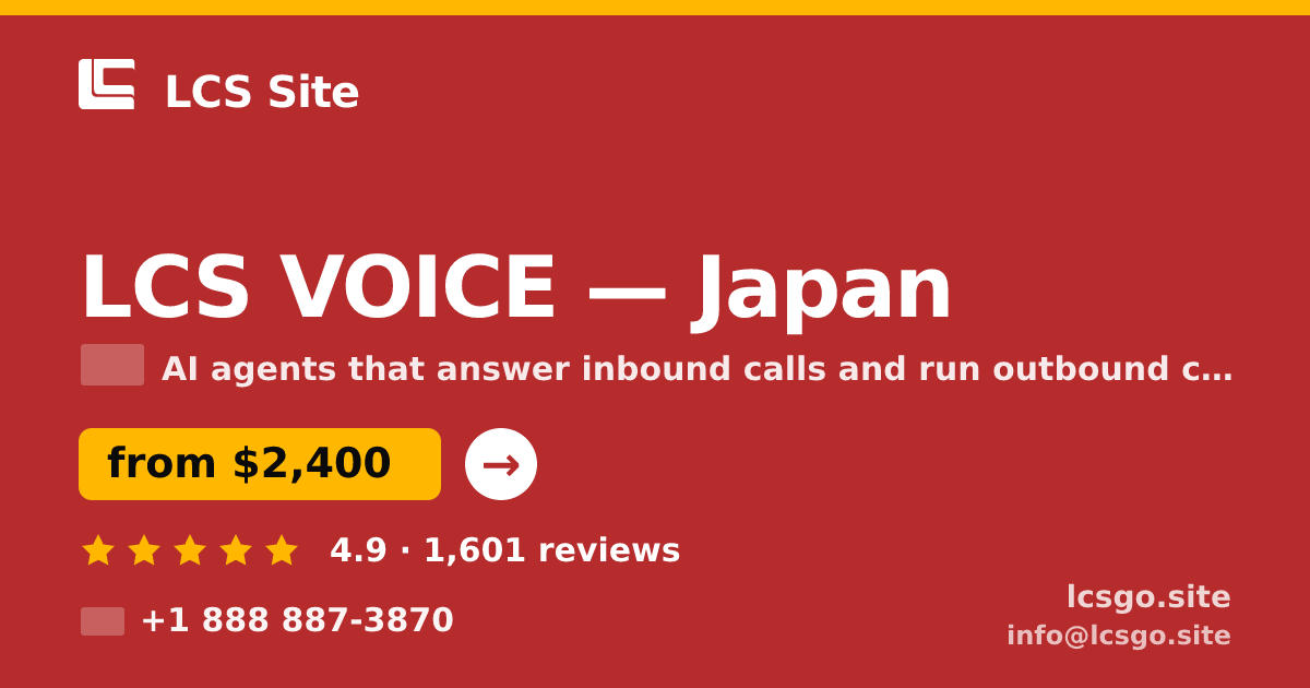 LCS VOICE in Japan — from $2,400/mo, rated 4.9/5 by 1601 clients. LCS Site.