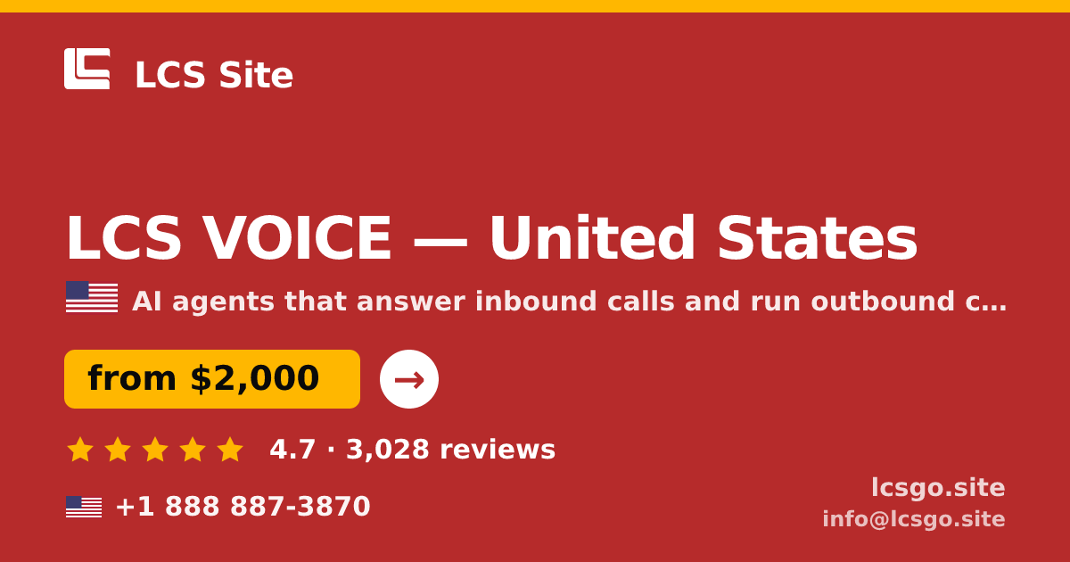 LCS VOICE in United States — from $2,000/mo, rated 4.7/5 by 3028 clients. LCS Site.