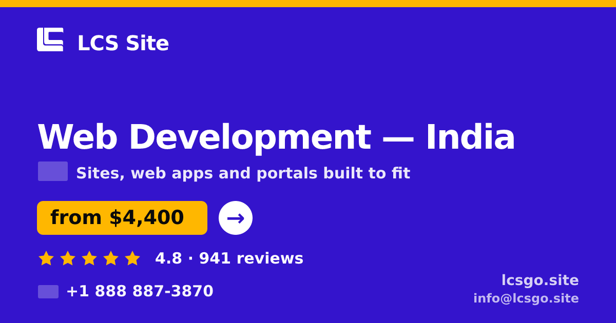 Web Development in India — from $4,400, rated 4.8/5 by 941 clients. LCS Site.