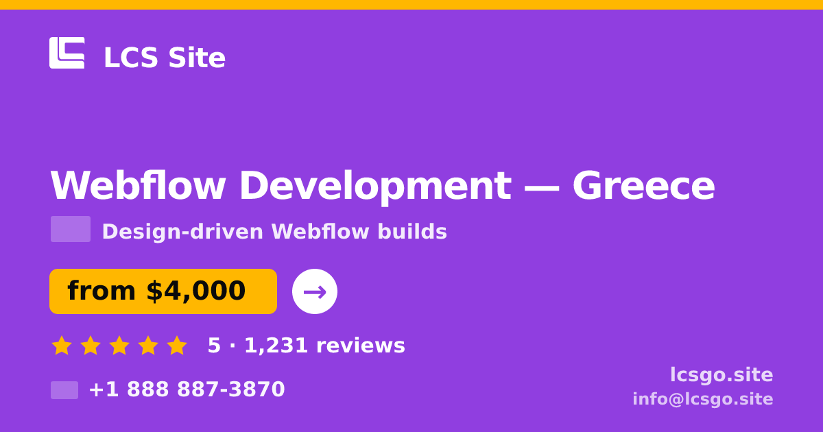 Webflow Development in Greece — from $4,000, rated 5/5 by 1231 clients. LCS Site.