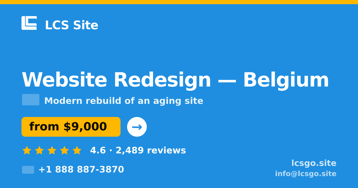 Website Redesign in Antwerp — from $8,600, rated 4.9/5 by 3218 clients. LCS Site.