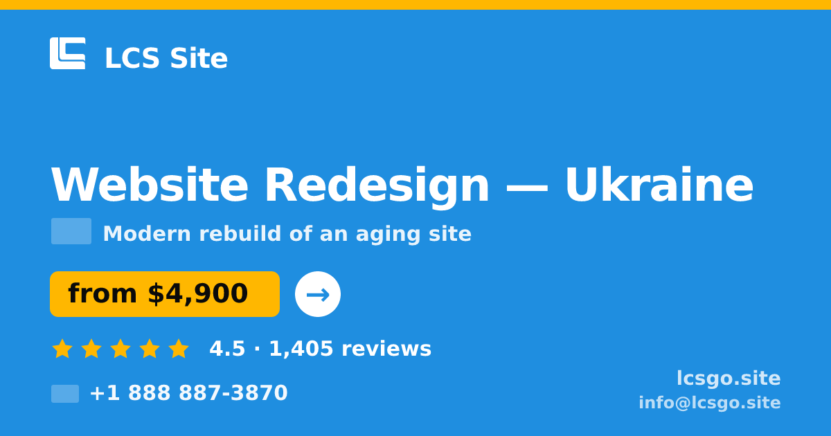Website Redesign in Ukraine — from $4,900, rated 4.5/5 by 1405 clients. LCS Site.