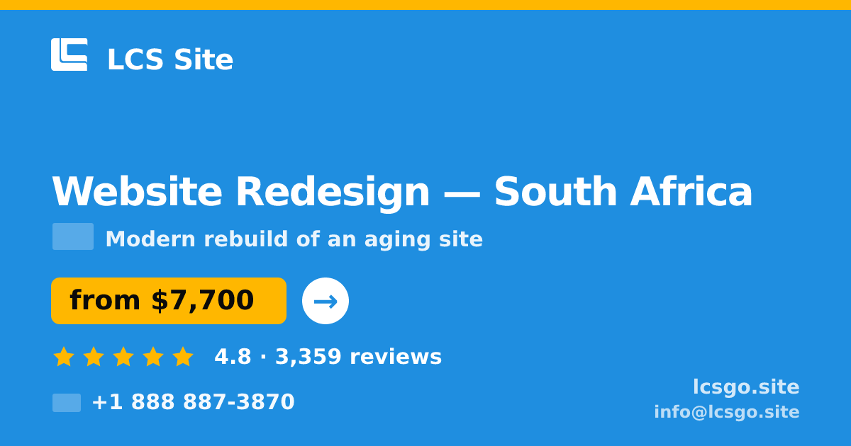 Website Redesign in Cape Town — from $6,500, rated 4.9/5 by 2205 clients. LCS Site.