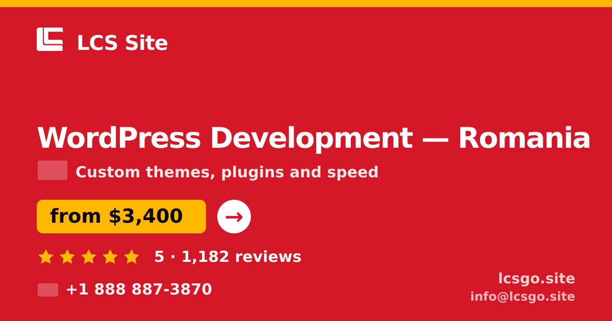 WordPress Development in Romania — from $3,400, rated 5/5 by 1182 clients. LCS Site.